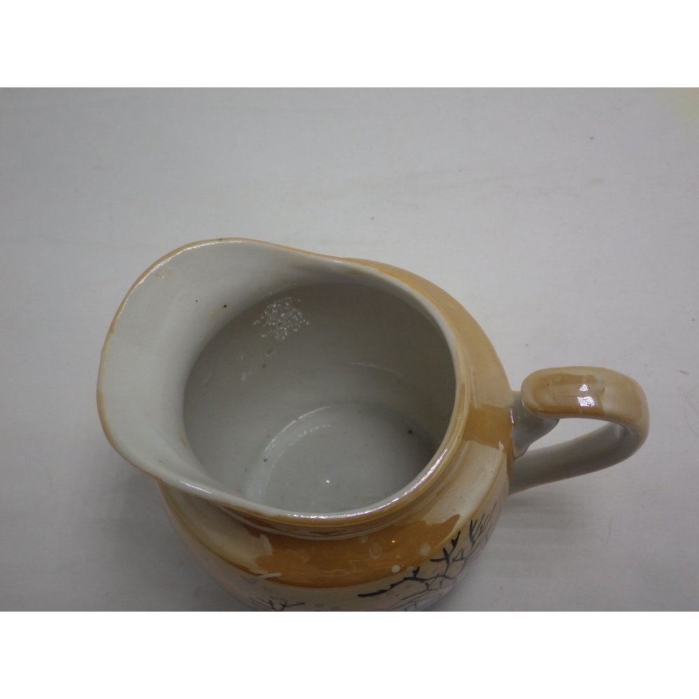 Creamer Gold Lusterware Ceramic Vintage Japan Winter Scene - Picture 6 of 10